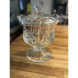 Bohemia Czech Crystal 9.5" Footed Center Bowl Hand Cut Lead Glass With Lid VTG